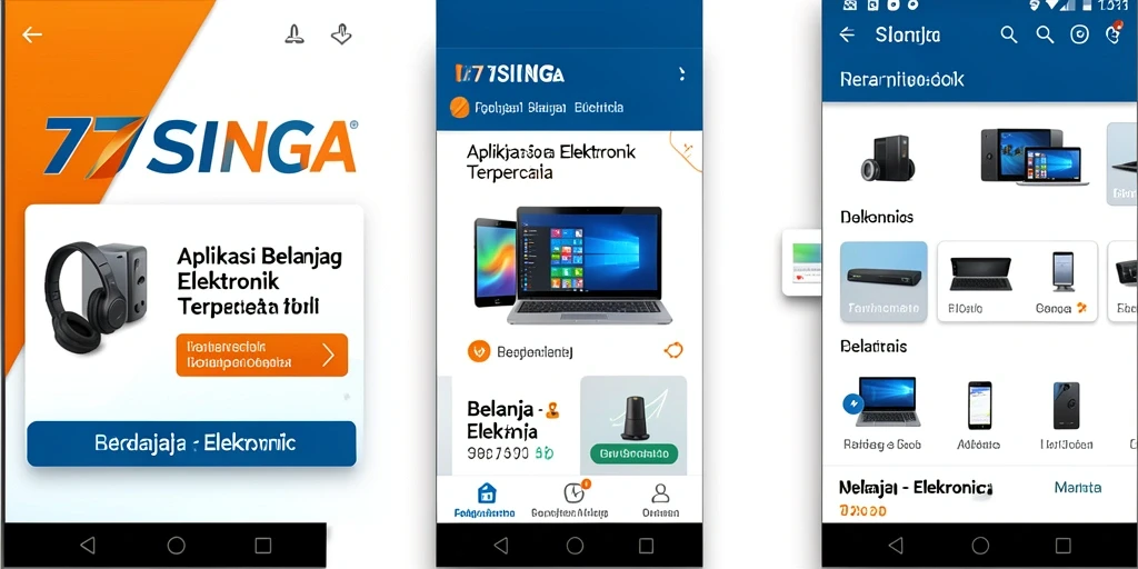 Tampilan antarmuka aplikasi 77SINGA untuk belanja elektronik yang mudah digunakan.